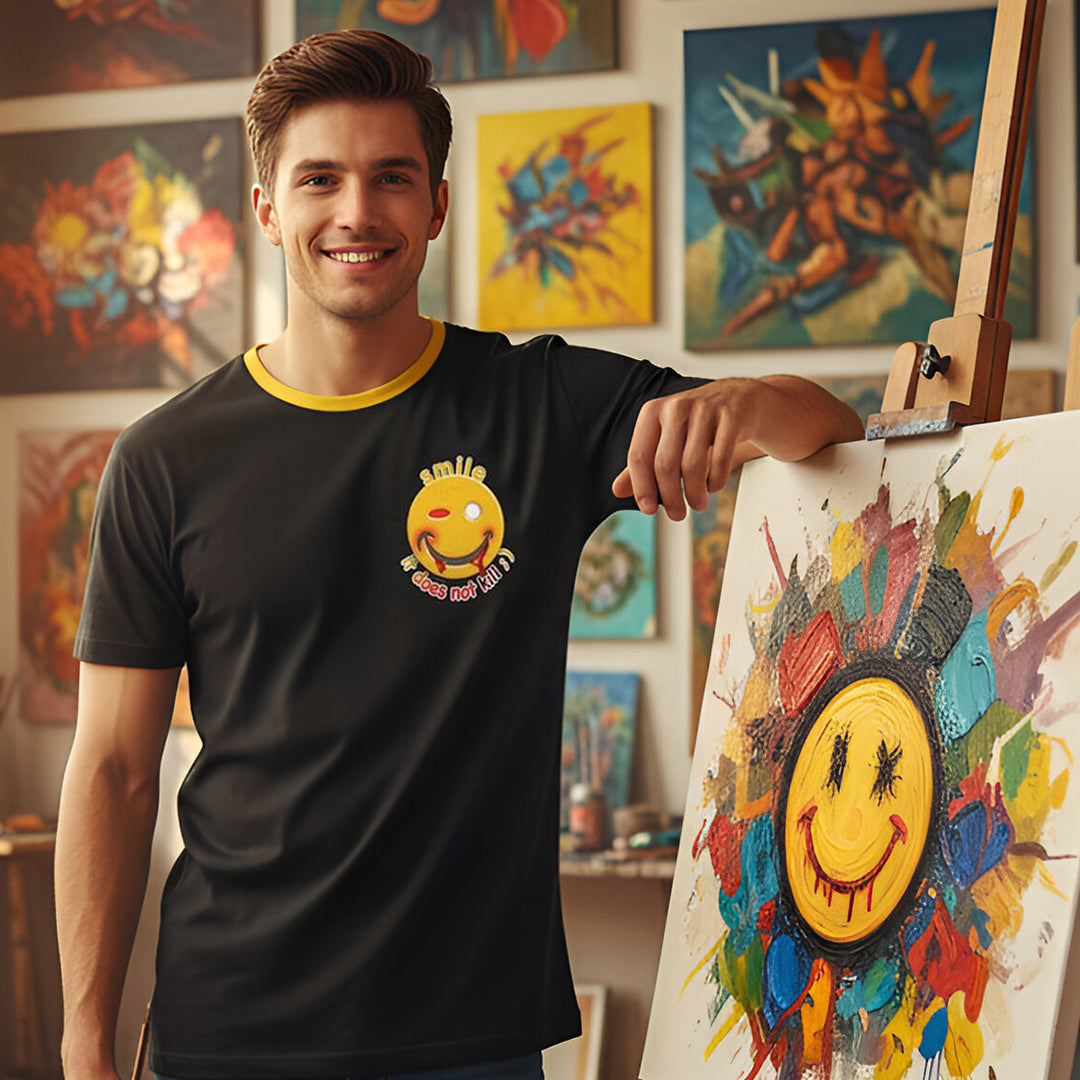 BoomGoo® T-shirt (unisex) "Happy" 20b "Smile - it does not kill ; )"