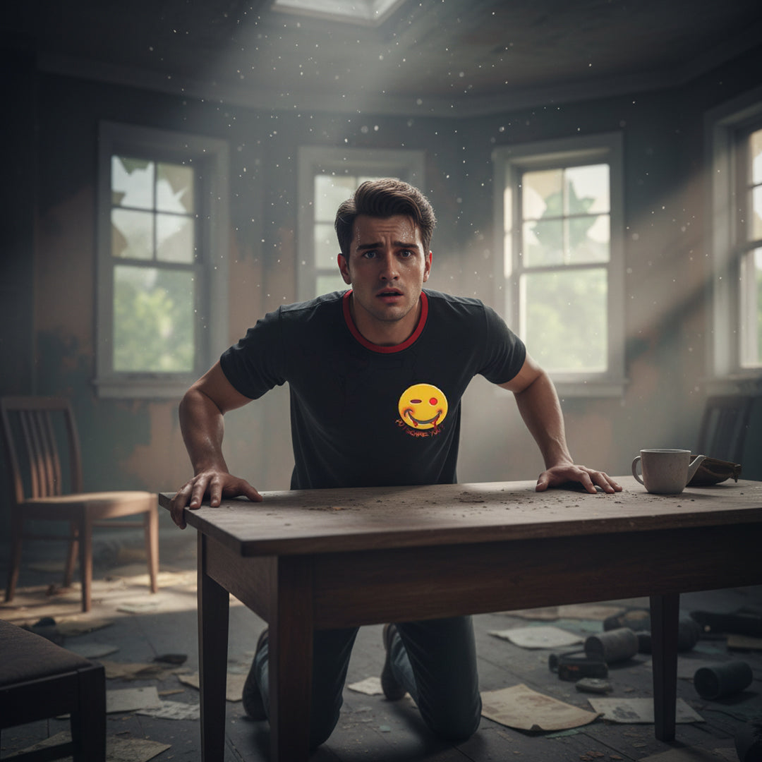 BoomGoo® T-shirt (unisex) "Happy" 21 Do I Scare You?" - black