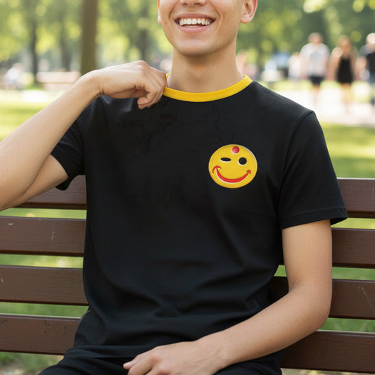 BoomGoo® T-shirt (unisex) "Happy" I 2 black