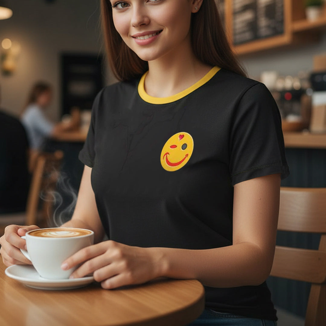 BoomGoo® T-shirt (unisex) "Happy" I 4 black