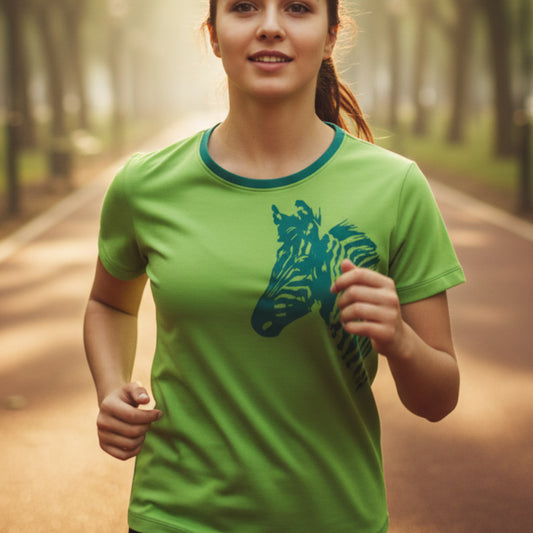 BoomGoo® T-shirt (unisex) "Zzzebra" 1gg on green
