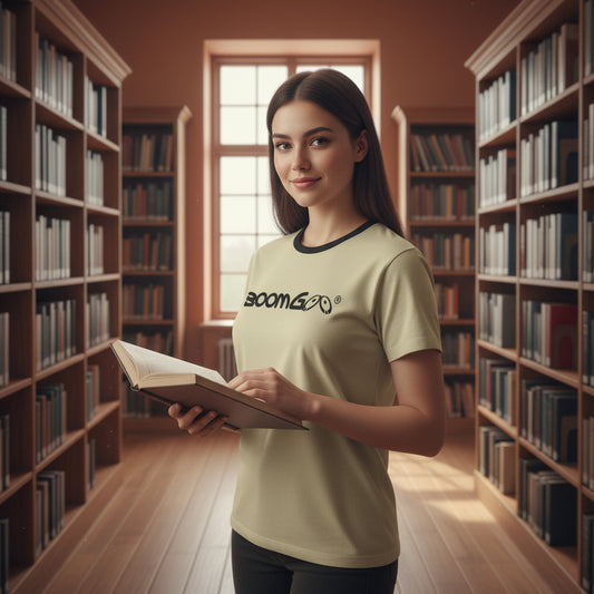 BoomGoo® T-shirt (unisex) cool brand logo 1c black on beige