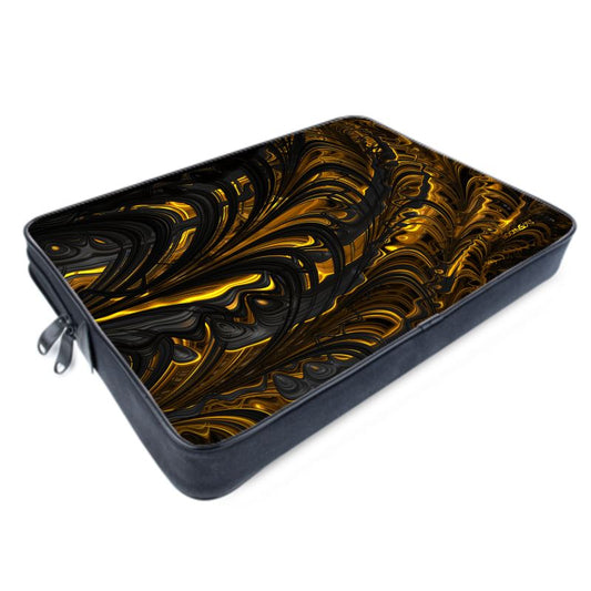 BoomGoo® 15" laptop zip sleeve F1488 "Black Gold Flow"