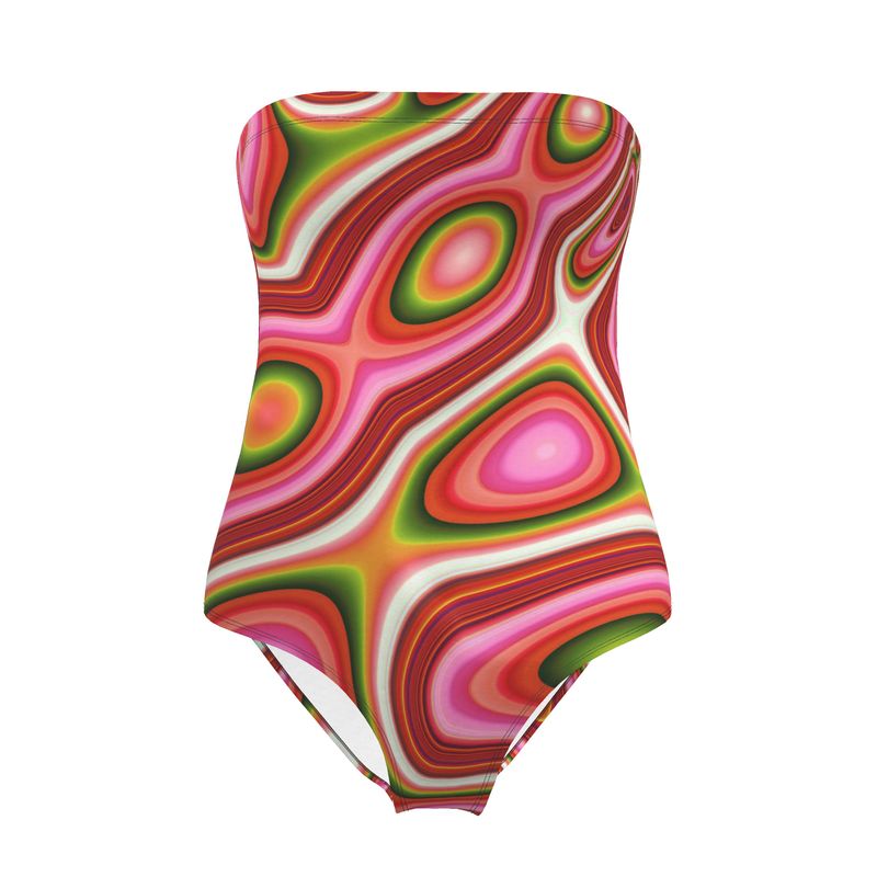 BoomGoo® Swimwear Ladies Strapless F1711 "Pink Crocodile" 1